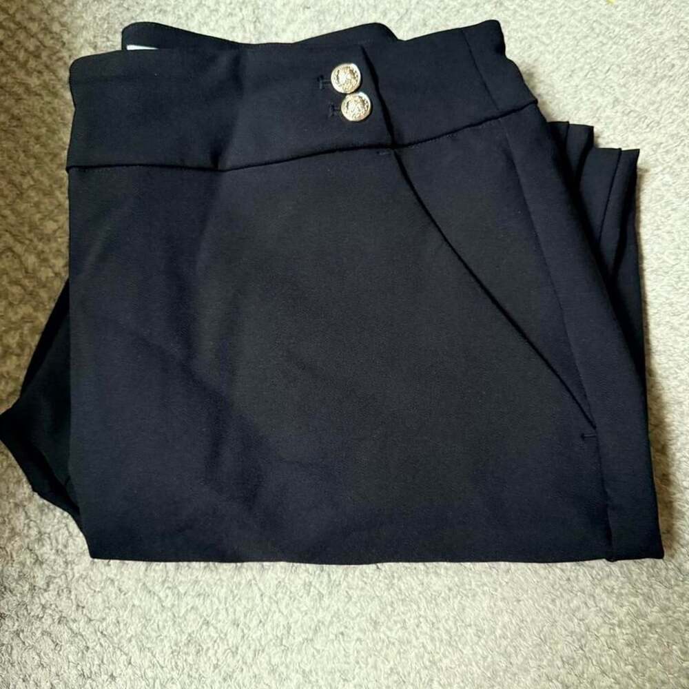 Rachel Zoe Black High-Waisted Straight-Leg Pants Size 10